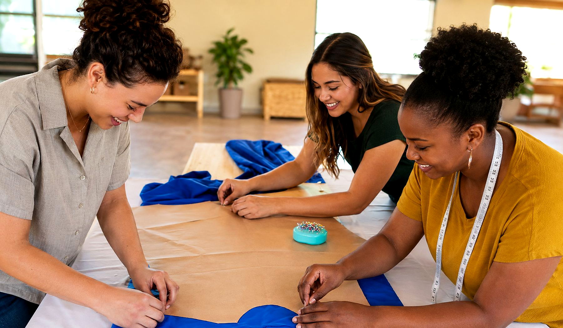 Garment professionals collaborating in a production environment
